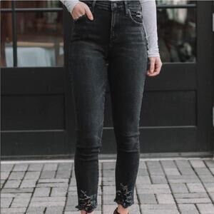 AGOLDE Sophie High Rise Skinny Crop Jeans in Black Distressed Wash - Size 27
